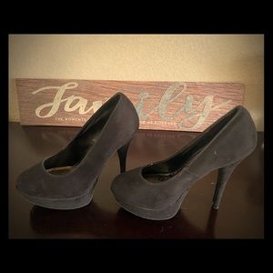 Suede Black High Heels